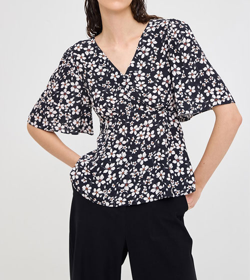 Black floral print Top